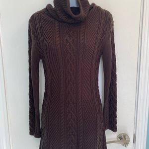 Brown turtleneck knit sweater dress size medium